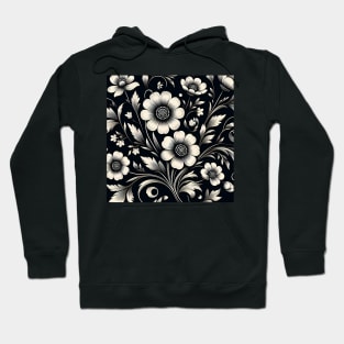 Black and White Flowers Hoodie